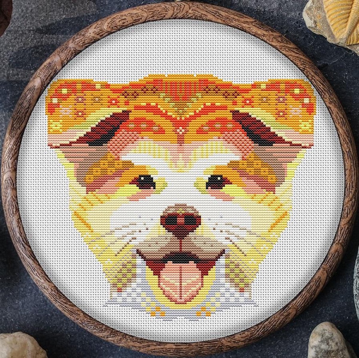 Borduurpakket MANDALA HOND - AKITA INU