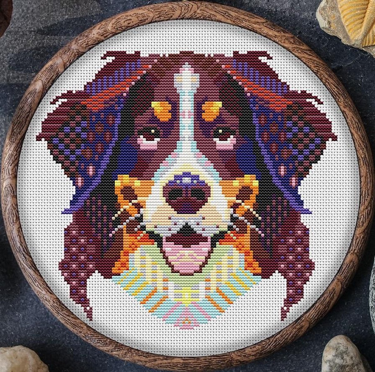 Borduurpakket MANDALA HOND - BERNER SENNER