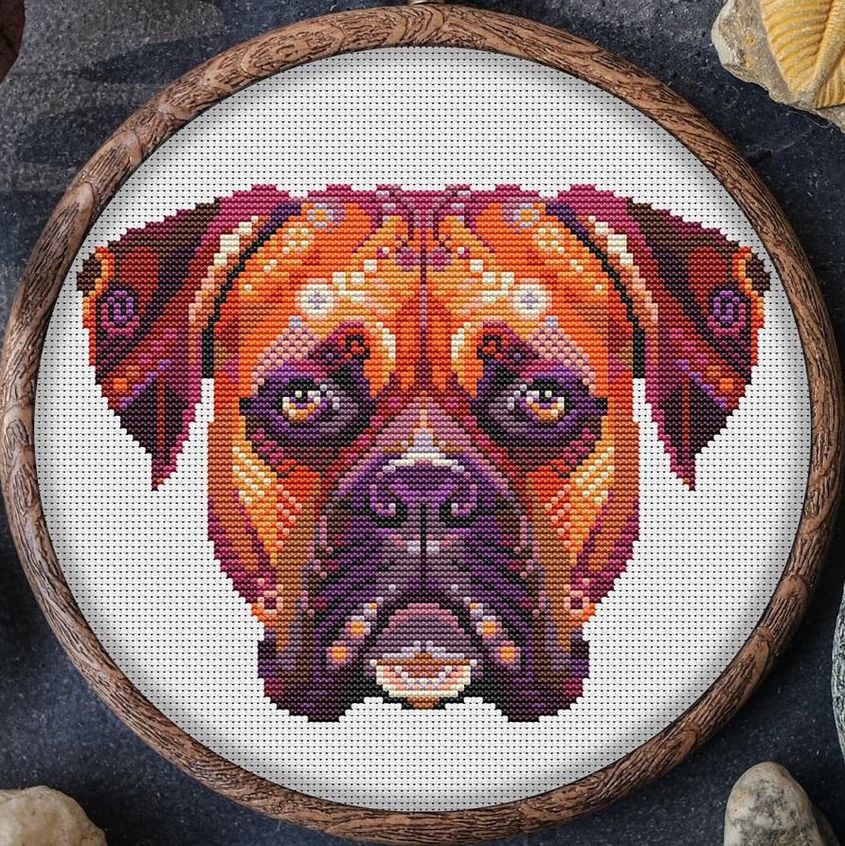 Borduurpakket MANDALA HOND - BOXER