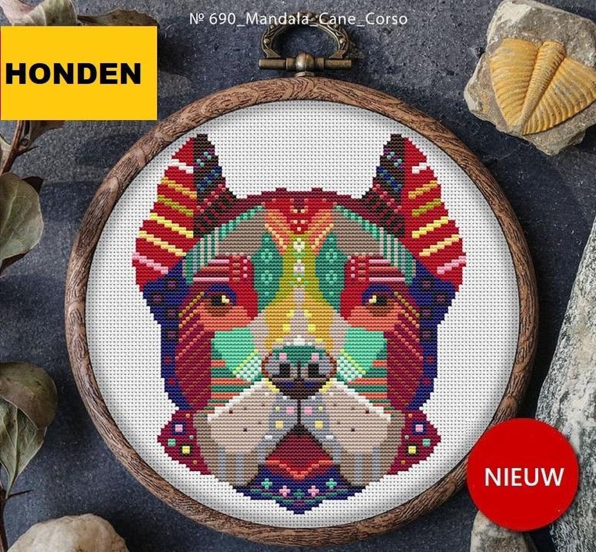 Borduurpakket MANDALA HOND - CANE CORSO