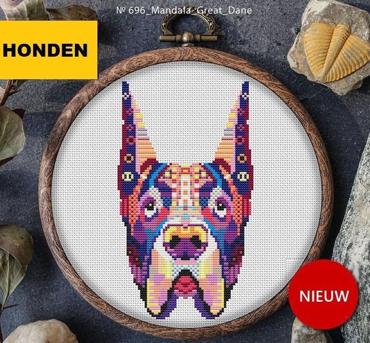 Borduurpakket MANDALA HOND - DEENSE DOG