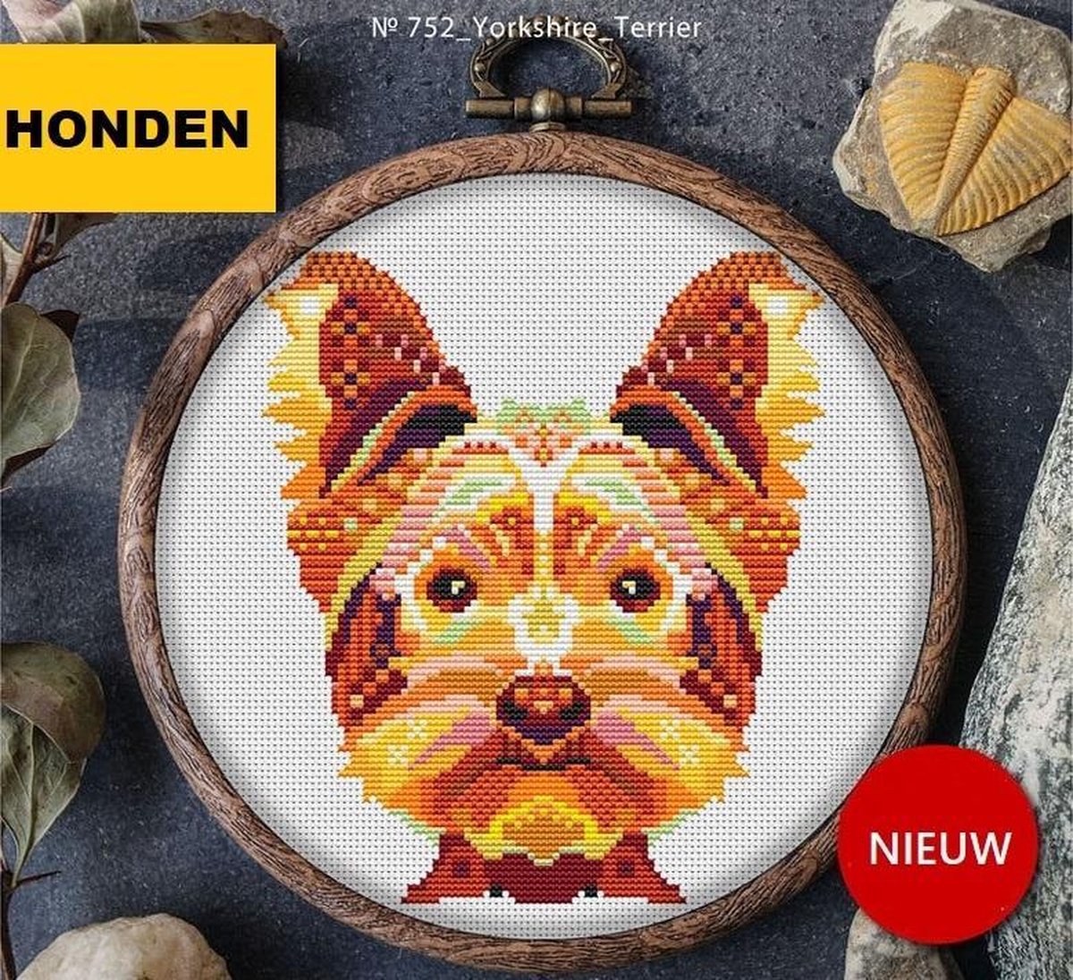 Borduurpakket MANDALA HOND - YORKSHIRE TERRIER