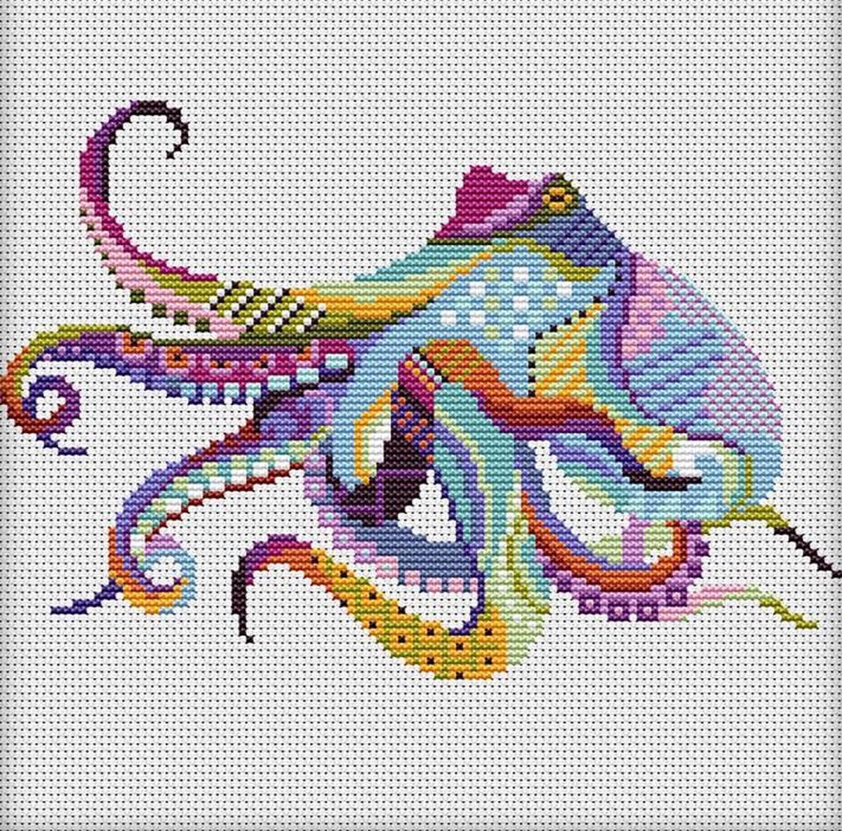 Borduurpakket MANDALA INKTVIS - OCTOPUS