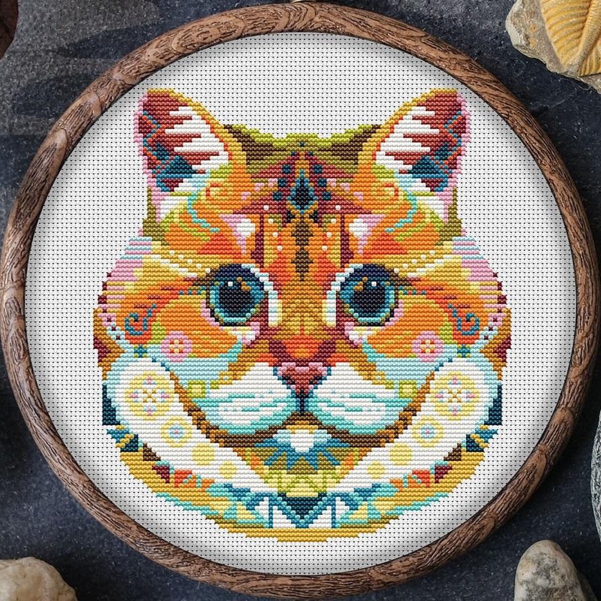 Borduurpakket MANDALA KAT - AWSOME