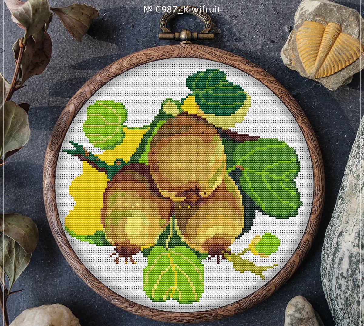 Borduurpakket MANDALA Kiwifruit (987) - Awsome Patterns - telpatroon om zelf te borduren