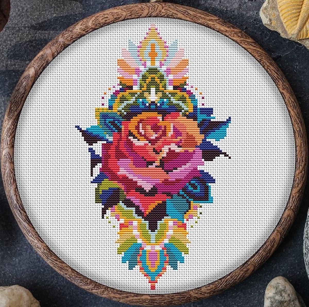 Borduurpakket MANDALA ROOS