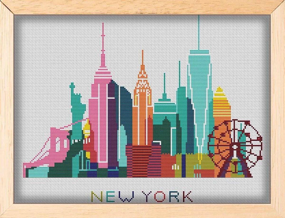 Borduurpakket SKYLINE NEW YORK - MANDALA borduren  - STEDEN VAN DE WERELD