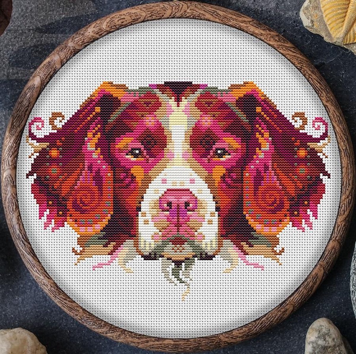 Borduurpakket mandala BRITTANY DOG - AWSOME PATTERNS