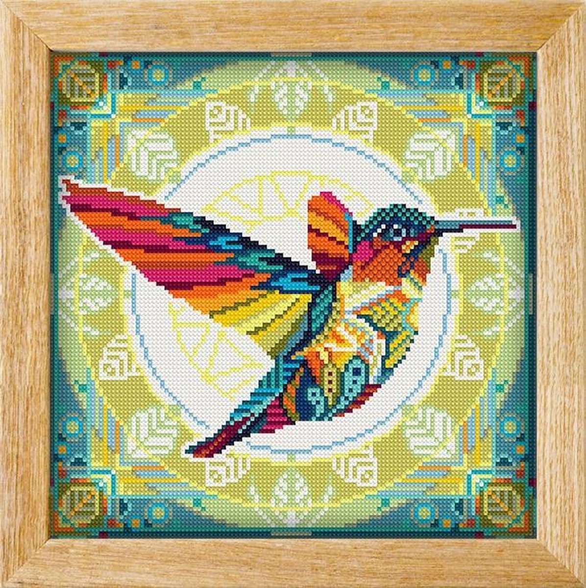 Diamond painting MANDALA Dieren KOLIBRI - awsome pattern - full diamond painting - vierkante steentjes