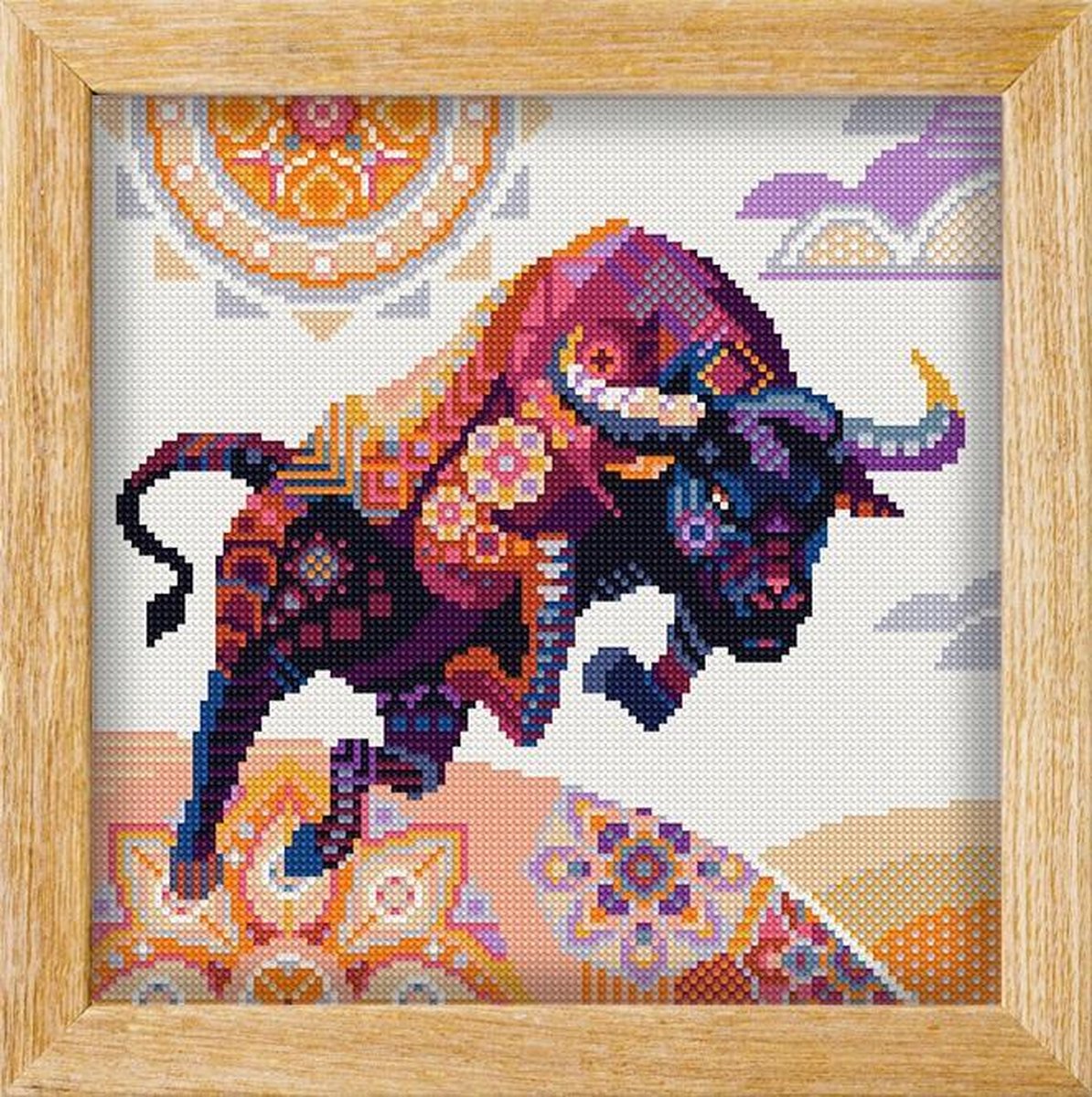 Diamond painting MANDALA Dieren STIER - awsome pattern - full diamond painting - vierkante steentjes