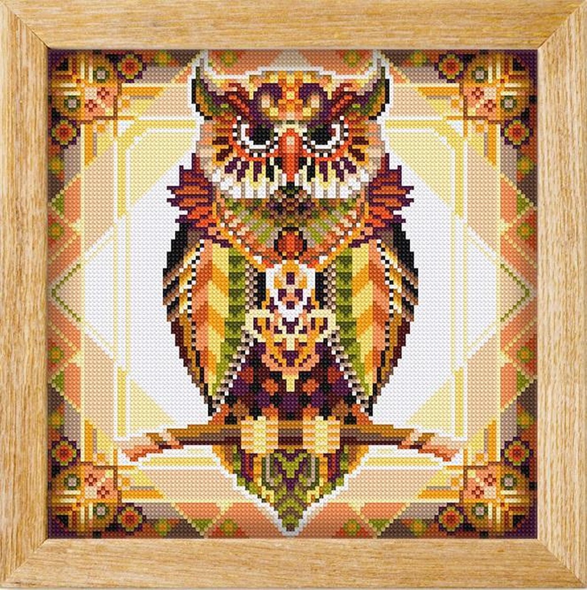 Diamond painting MANDALA Dieren UIL (BRUIN) - awsome pattern - full diamond painting - vierkante steentjes