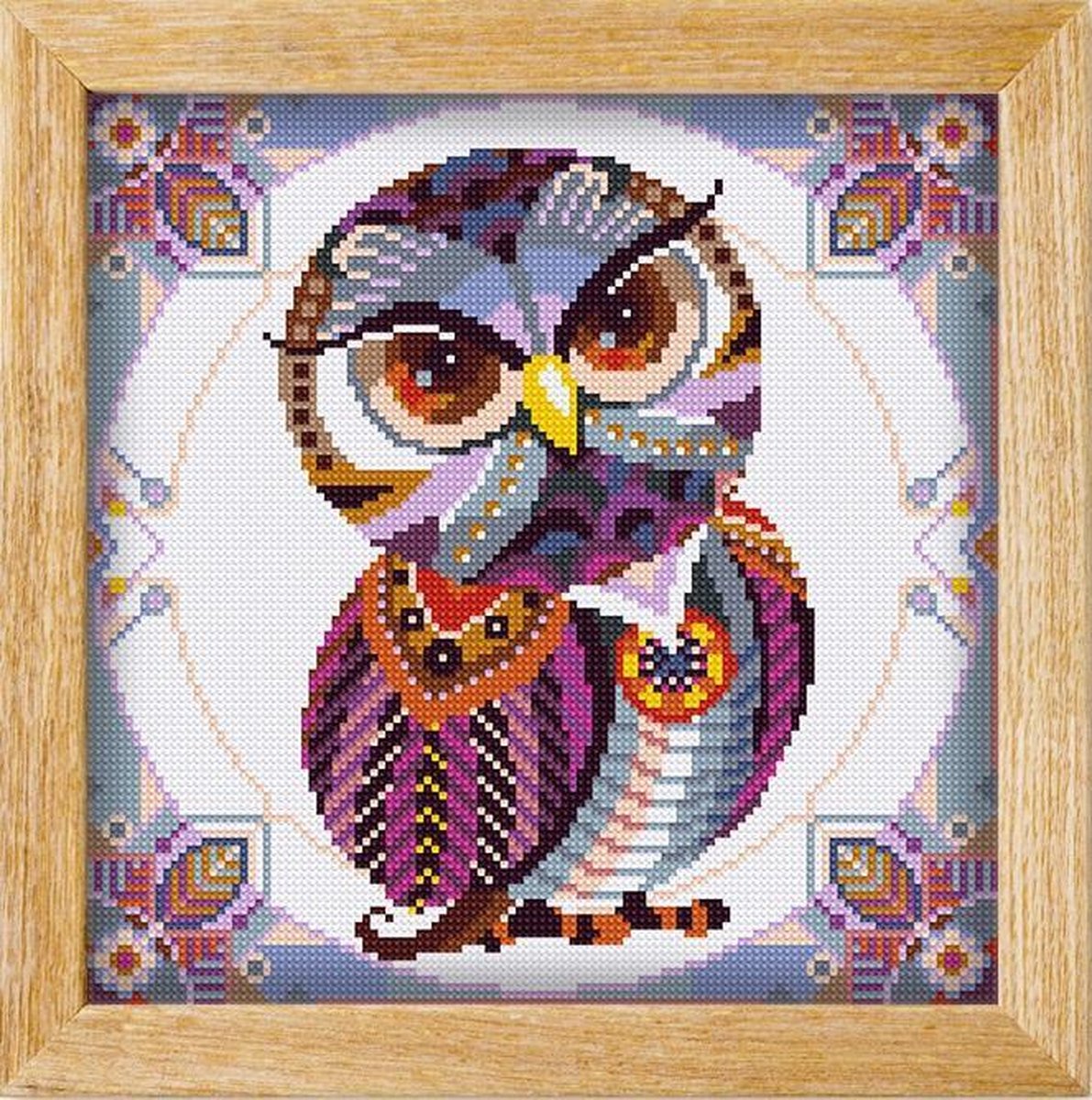 Diamond painting MANDALA Dieren UIL (PAARS) - awsome pattern - full diamond painting - vierkante steentjes