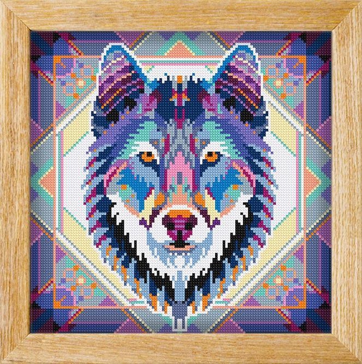 Diamond painting MANDALA Dieren WOLF (BLAUW) - awsome pattern - full diamond painting - vierkante steentjes