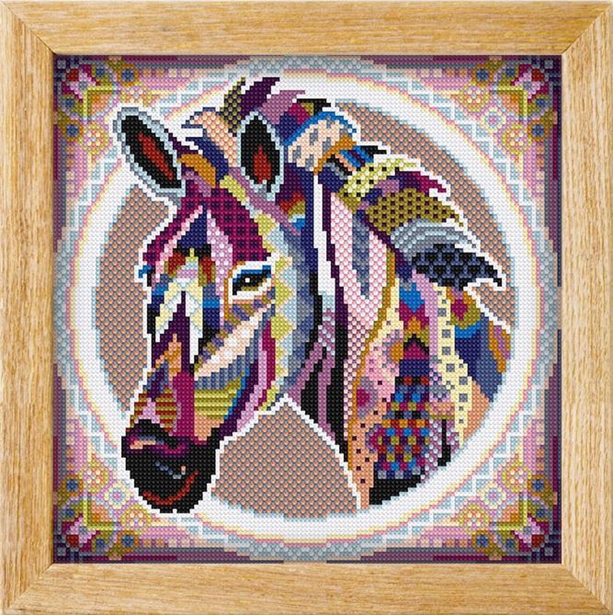 Diamond painting MANDALA Dieren ZEBRA - awsome pattern - full diamond painting - vierkante steentjes