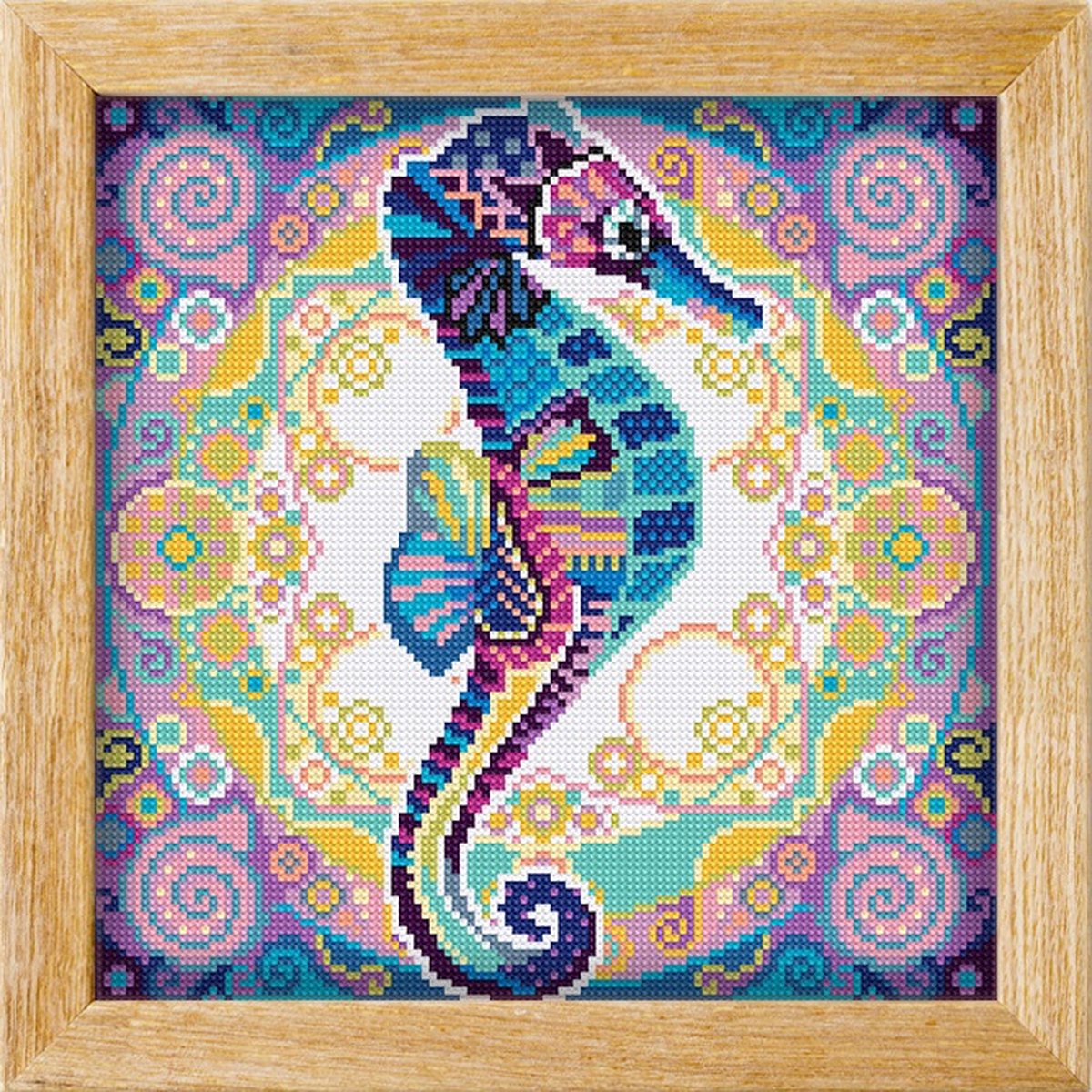 Diamond painting MANDALA Dieren ZEEPAARDJE - awsome pattern - full diamond painting - vierkante steentjes