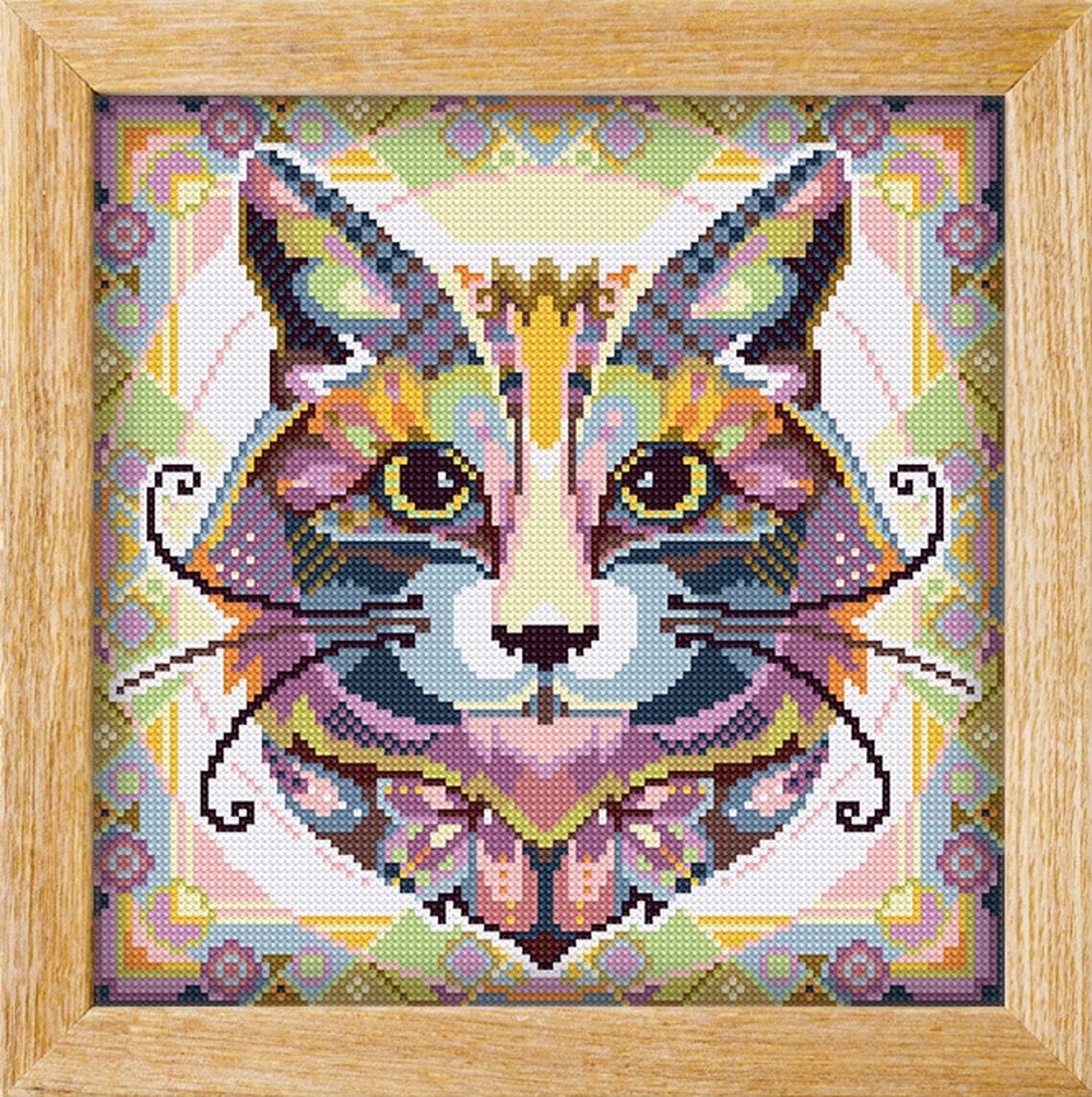 Diamond painting MANDALA KAT - AWESOME PATTERNS Vierkante steentjes volledige dekking.