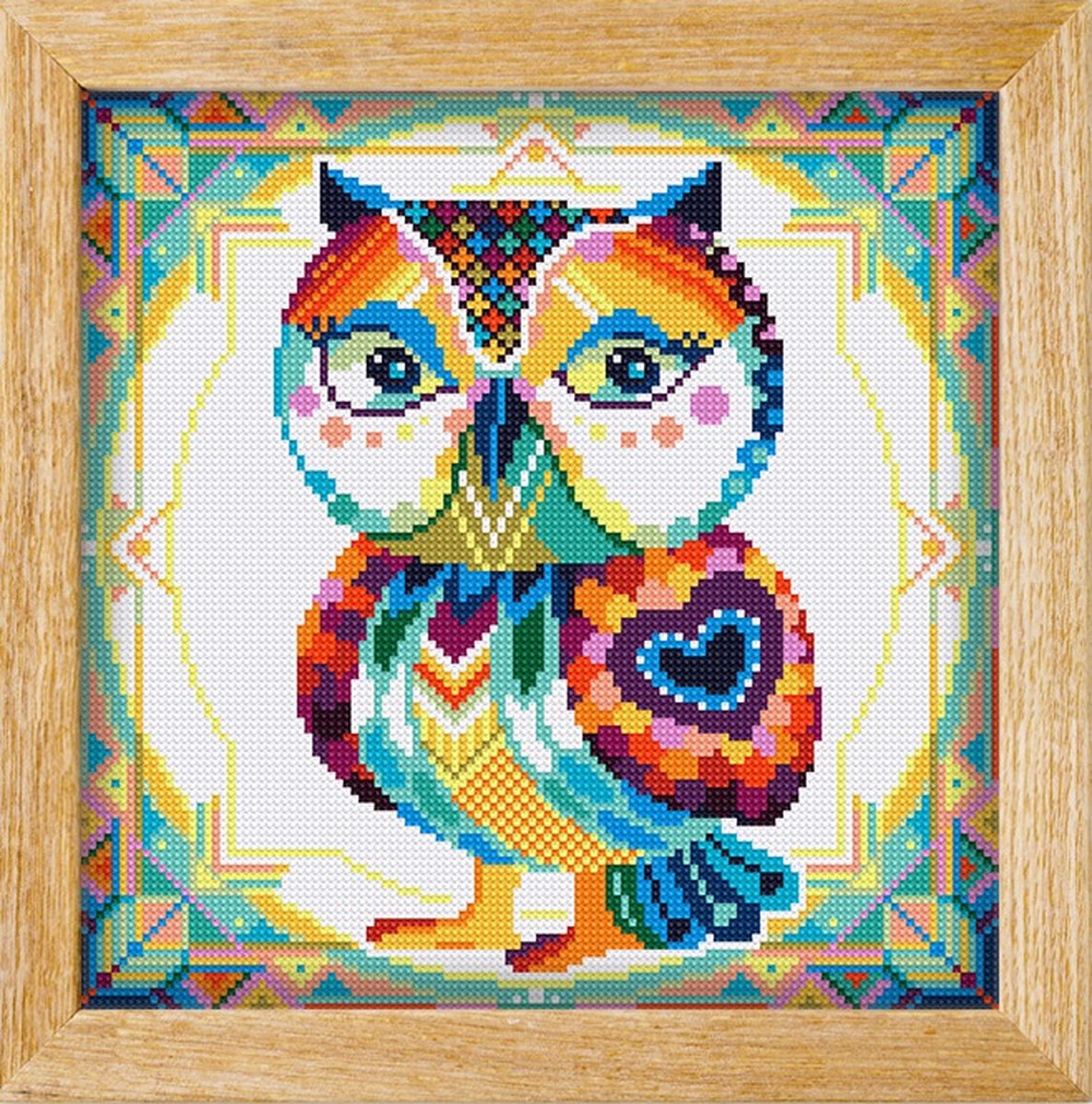 Diamond painting MANDALA UIL MET HARTJE - awsome pattern - full diamond painting - vierkante steentjes