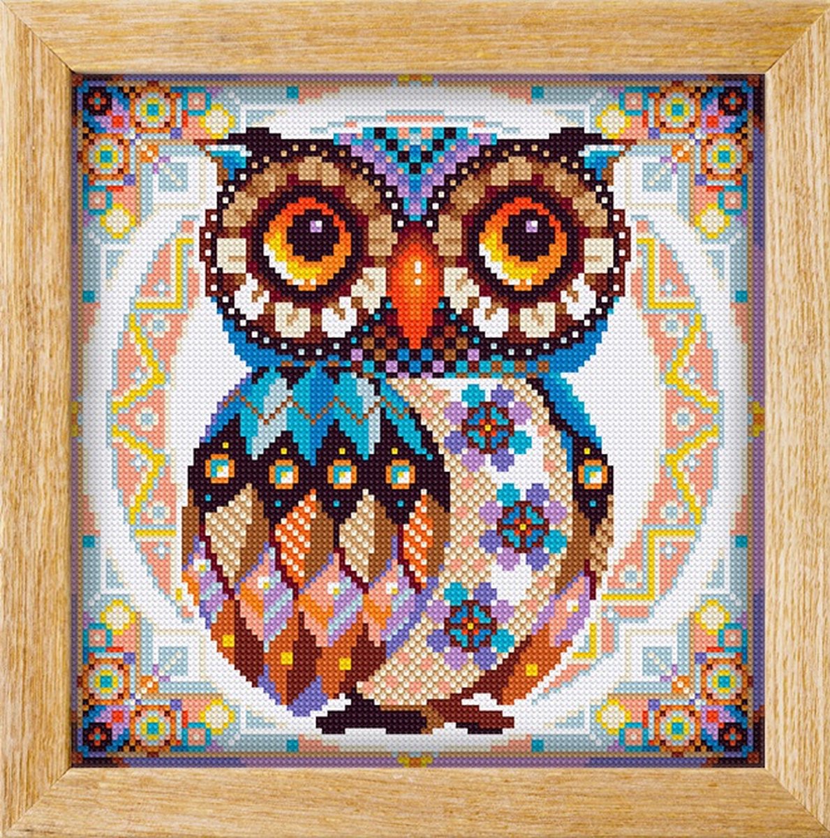 Diamond painting MANDALA UIL ORANJE - awsome pattern - full diamond painting - vierkante steentjes