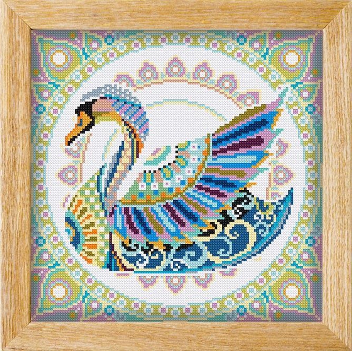 Diamond painting MANDALA VOGEL ZWAAN - awsome pattern - full diamond painting - vierkante steentjes