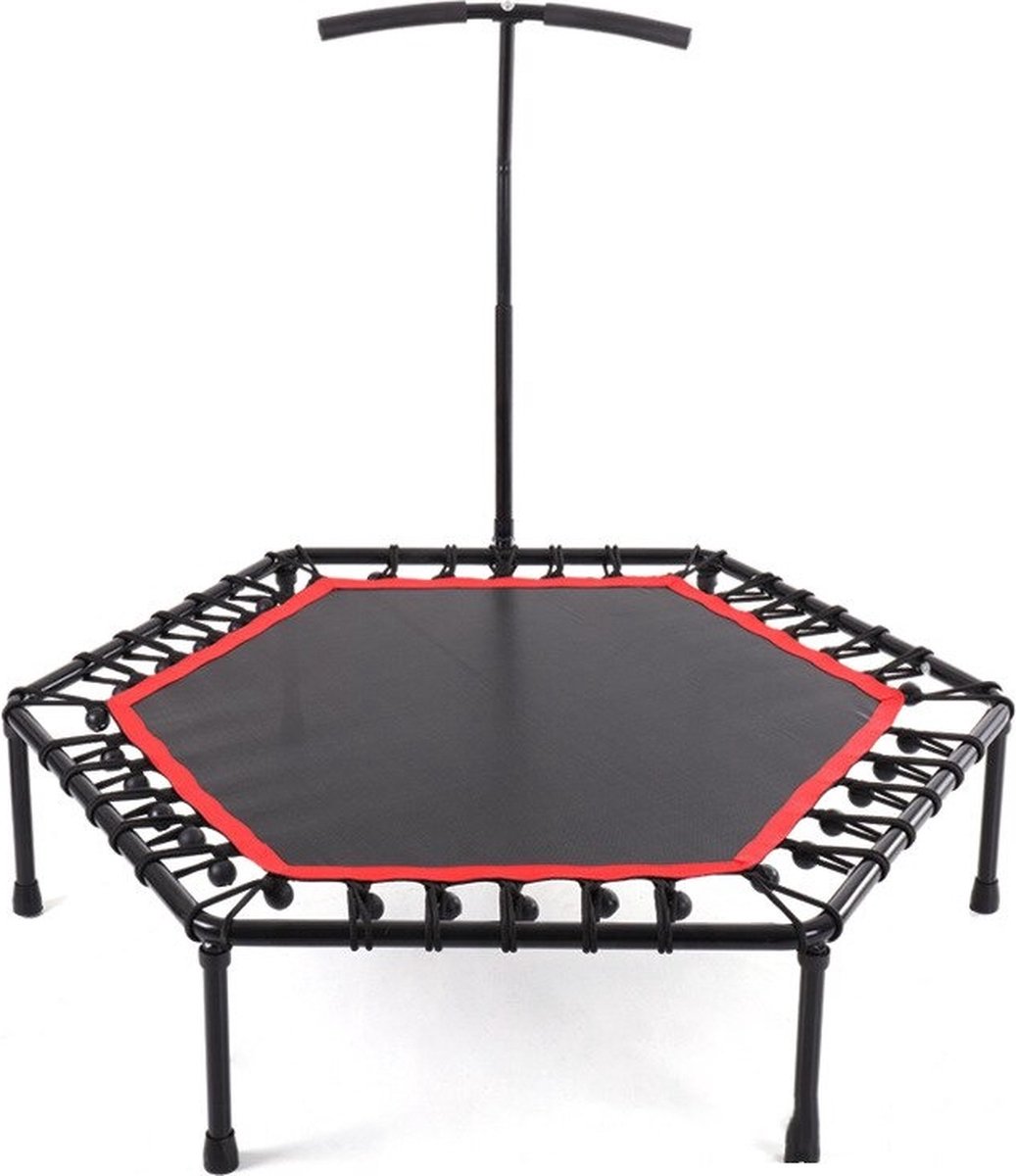 AygoSport® Fitness Trampoline - Mini - Voor Binnen & Buiten - Voor Kinderen & Volwassenen - 6 Hoekig - 90 kg draaggewicht - Zwart