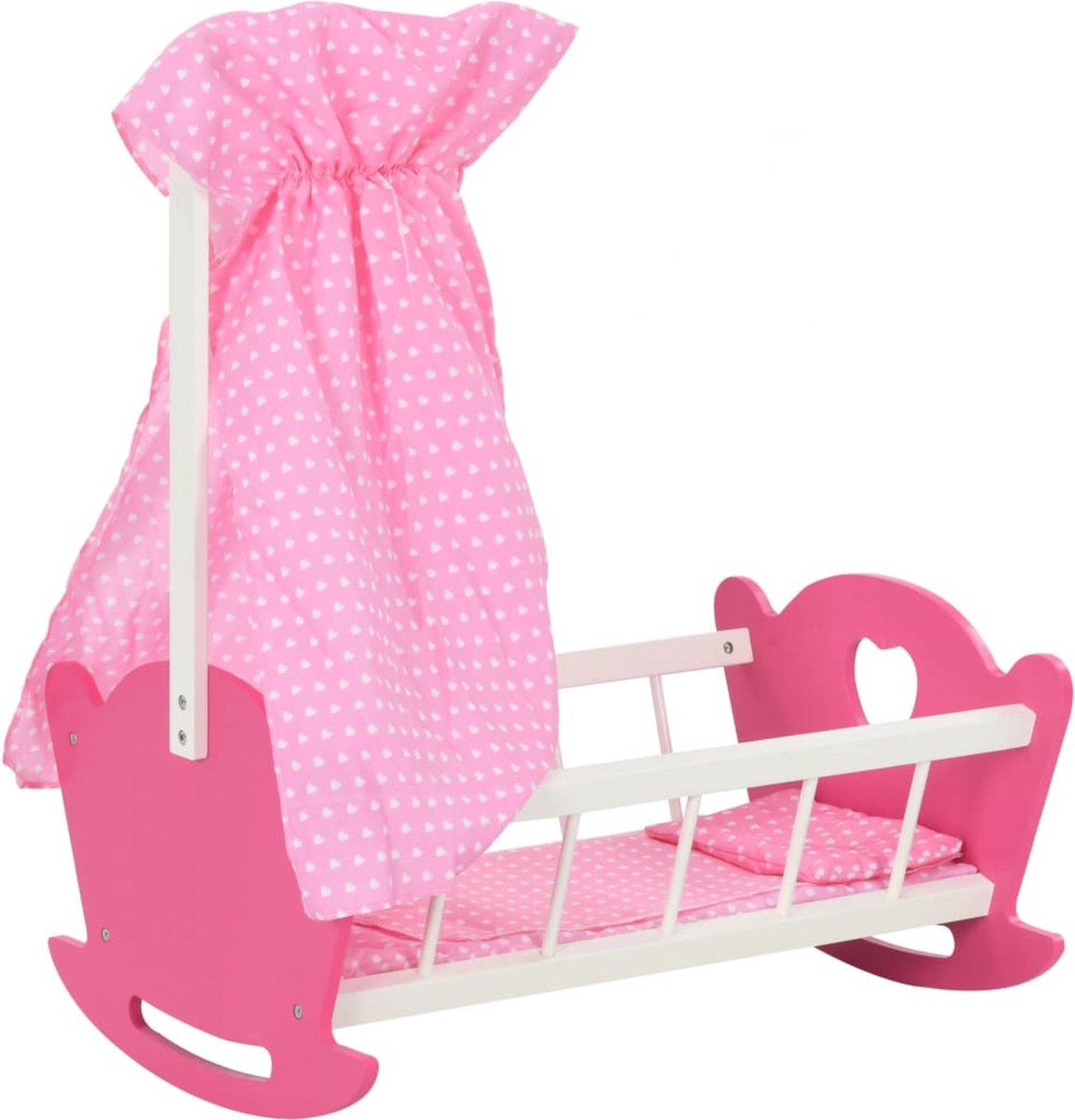 Poppenbed Poppenbedje Hout Poppenwieg - Speelgoed Meisje - Met Accessoires - Roze