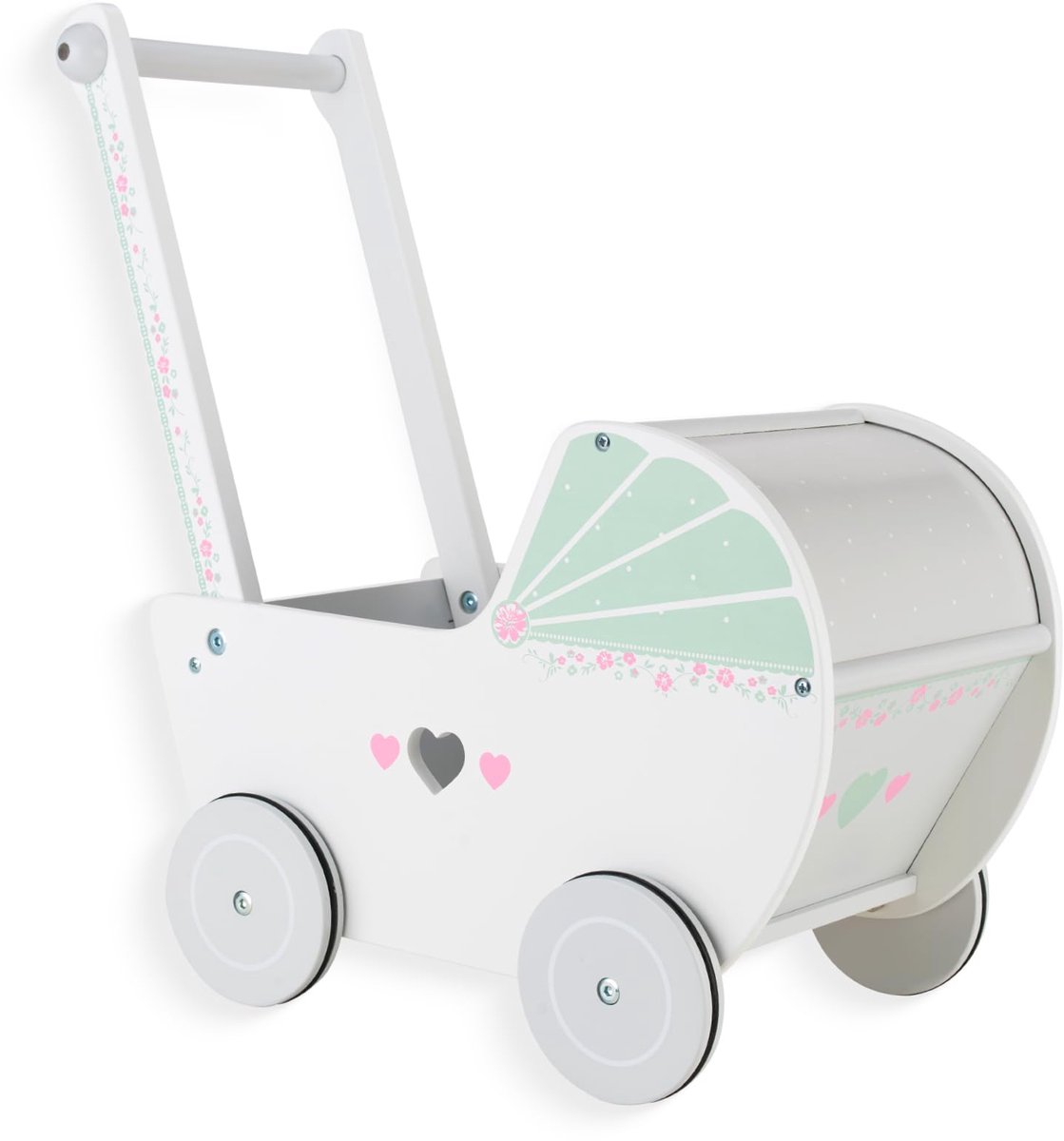  ® Houten loopwagen voor kinderen met grote speelgoedbak en veilige wielen