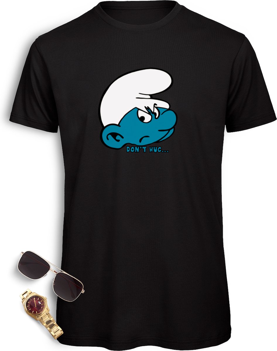 B & C Heren T Shirt Smurf - Kort Mouw - Zwart - Maat M