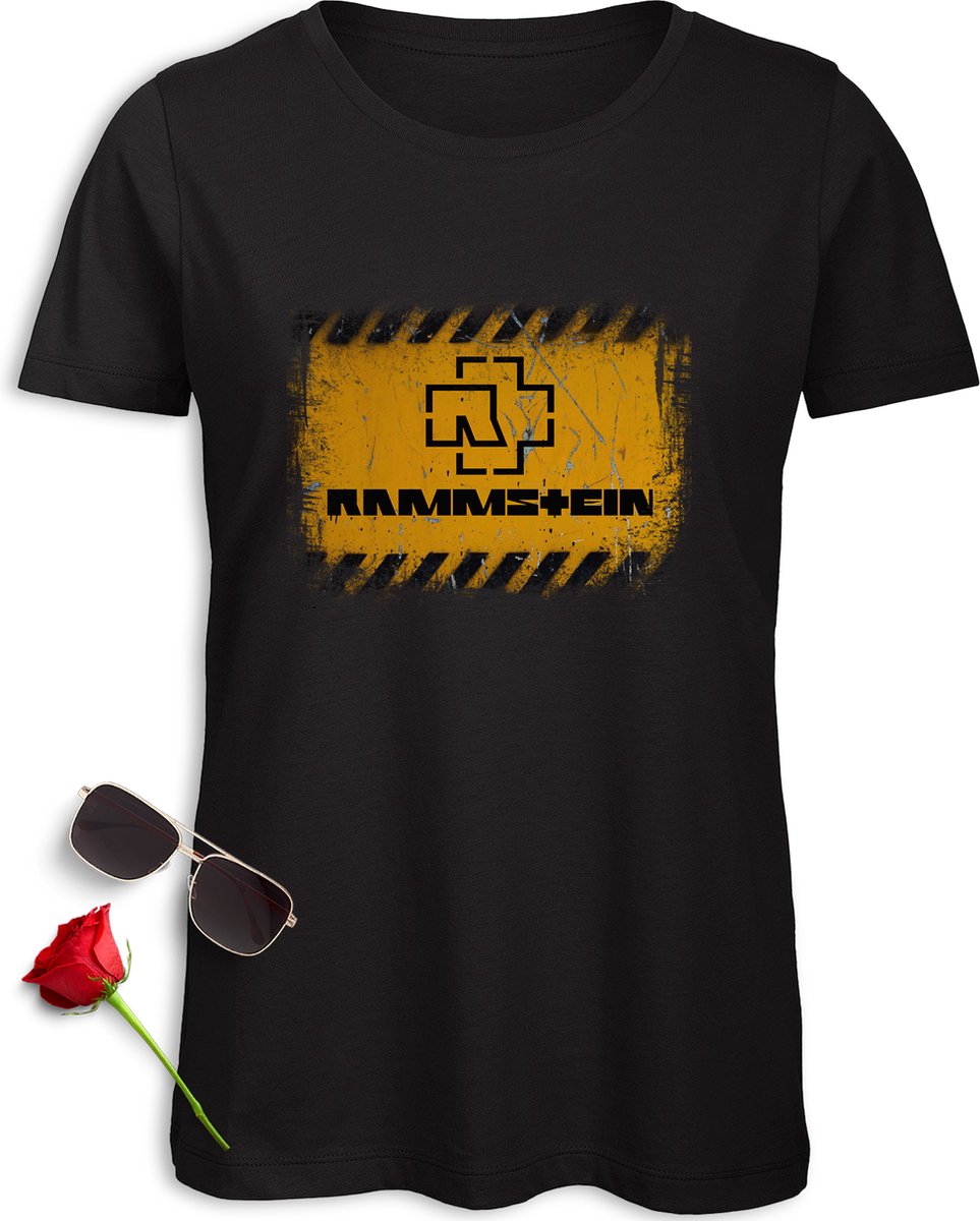 Dames t Shirt Rammstein - Vrouwen tShirt met  Rammstein  Print opdruk - Maten: S M L XL XXL - Shirt kleur: Zwart.