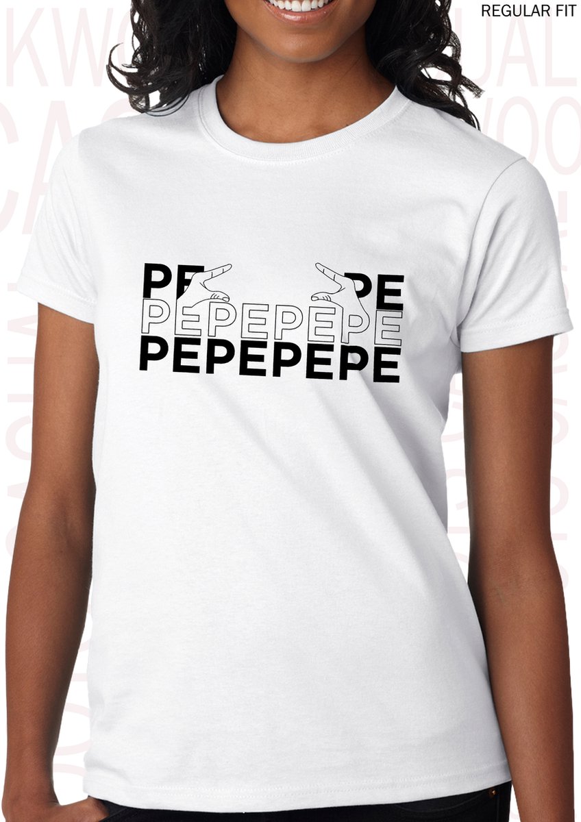 PEPEPEPE dames shirt – Maat L - Wit - Korte mouwen - Ronde hals - Regular Fit - Grappige teksten - Quotes - Kwoots - Humor - Tekst shirt - Cadeau - TikTok - Laat ze maar praten