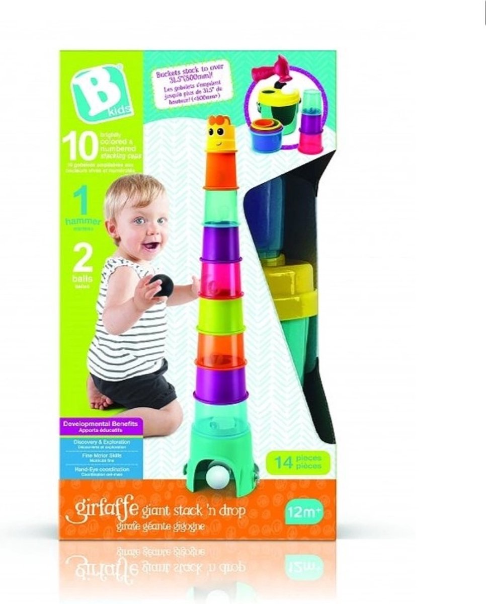 B-Kids Giraffe tower XL 2-in-1 stapelbekers en vormenstoof giraf