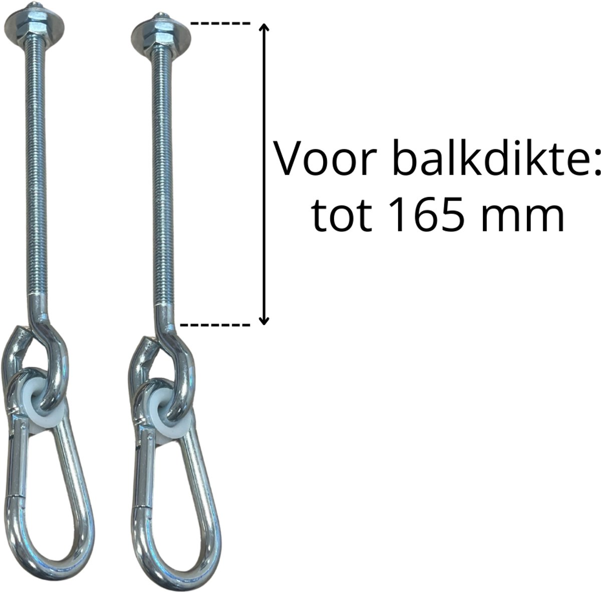 2 Stuks B-Play Schommelhaken met Karabijnhaak M12 180mm (Voldraad)