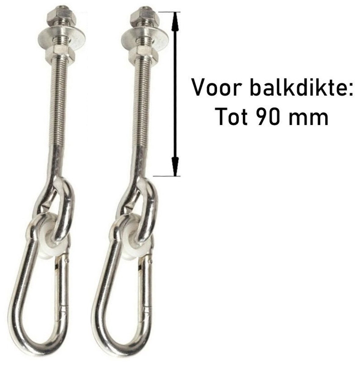 2 Stuks Schommelhaken met Karabijnhaak M10 100mm