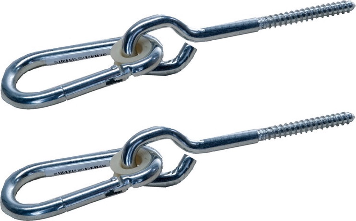 2 Stuks Schommelhaken met schroefdraad en karabijnhaak M12