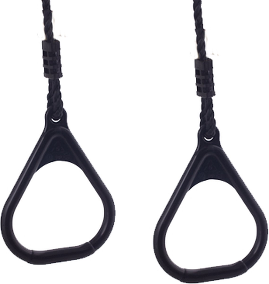   Kunststof turnringen zwart met zwart BR touw