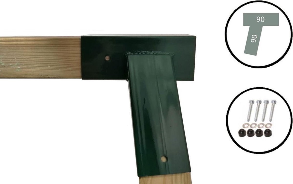 Hoekverbinding Schuin voor Vierkante paal 90x90 mm Zwaar Groen