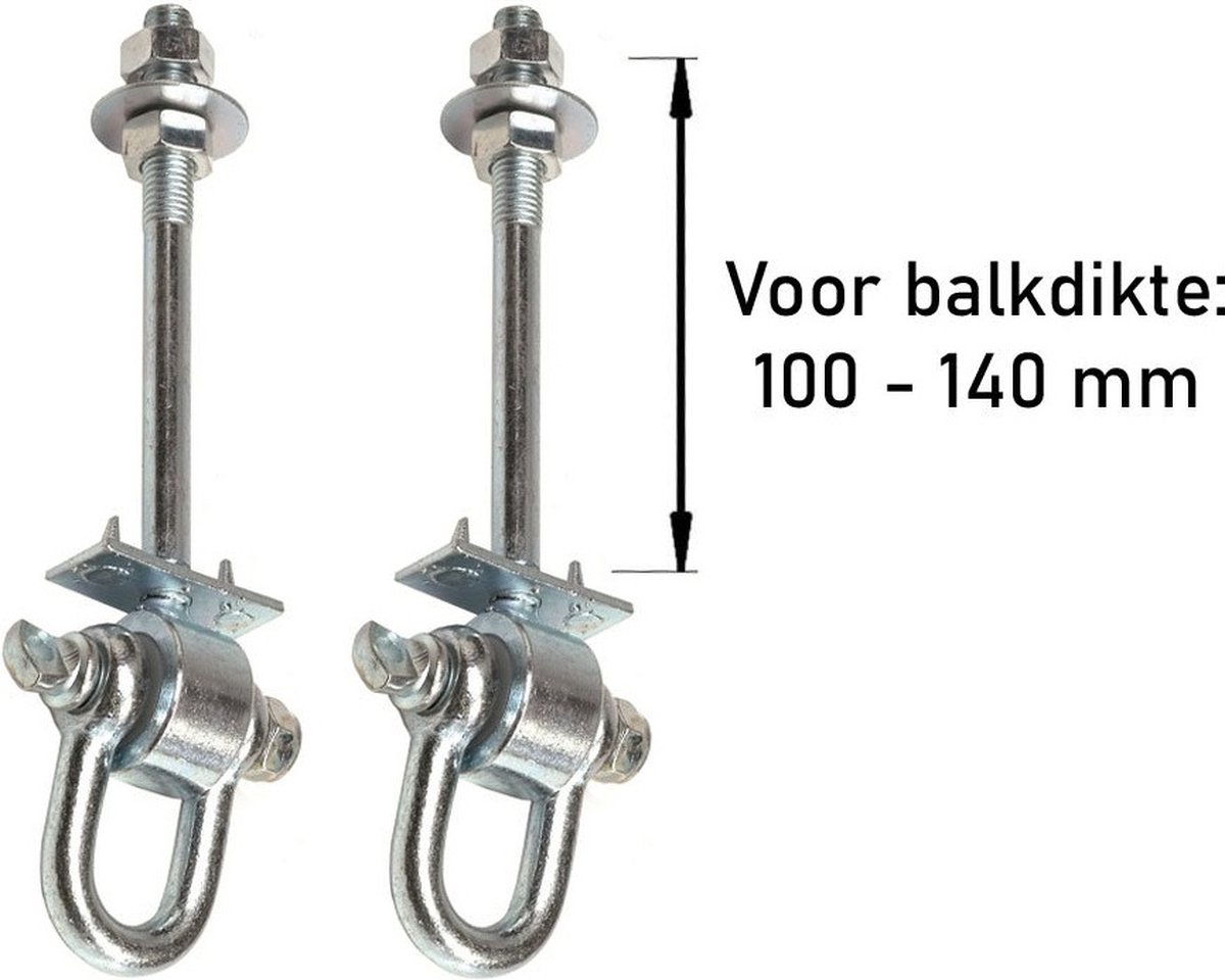 2 Stuks Schommelhaken met Gelagerde Harpsluiting M12 160mm (1 stuk)