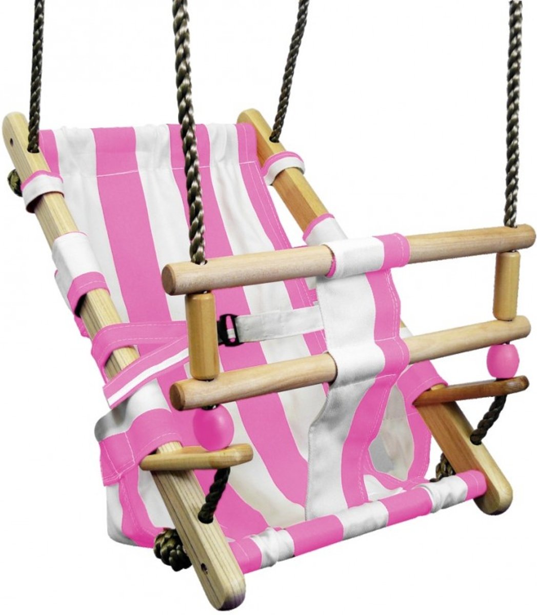 Babyschommel Beach Roze/Wit Premium met PP Touwen