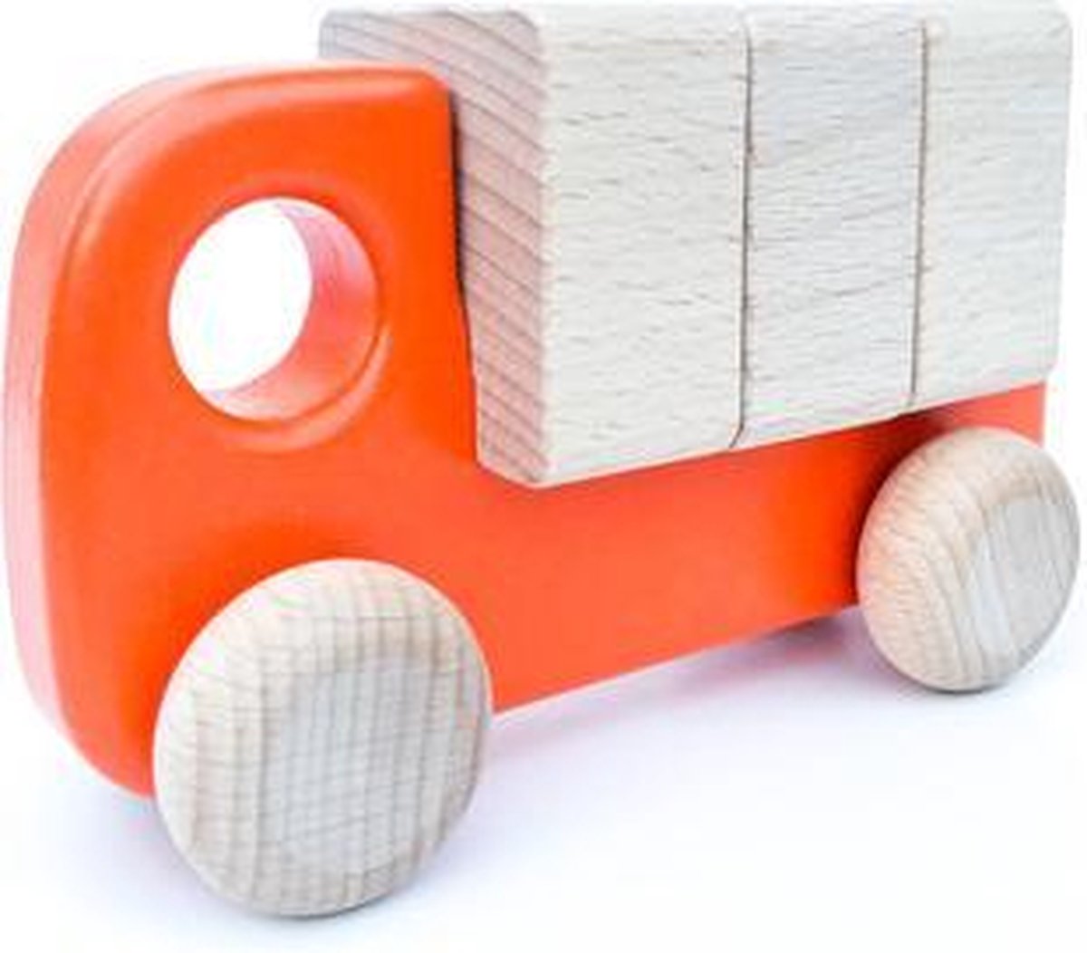 Bajo Houten Kleine Vrachtwagen Met Blokken, Oranje