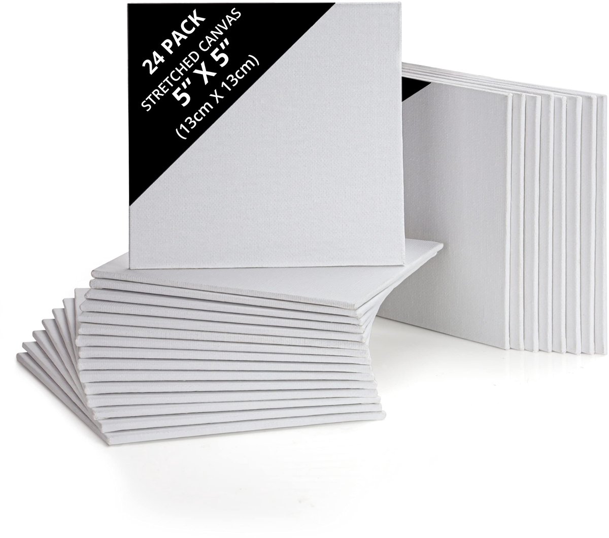 Belle Vous 24 Pak Blank Canvas – 13 x 13 cm – Voorgerekte Canvas Paneelborden – Geschikt Voor Acryl en Olieverf, Maar ook Schetsen en Tekenen