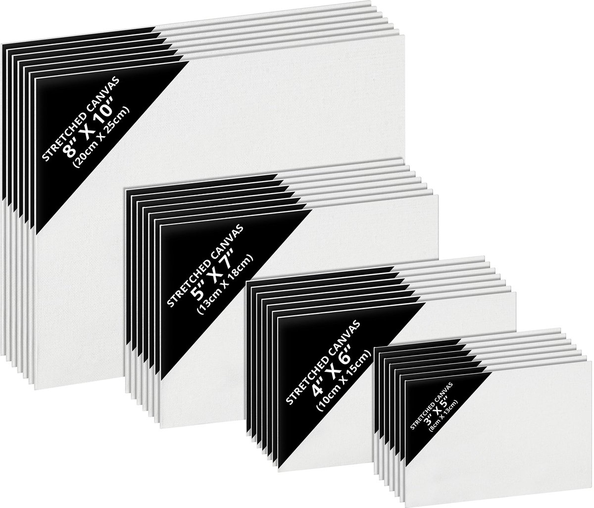 Belle Vous Blank Canvas (28 Pak) – 4 Maten – Voorgerekte Canvas Paneelborden – Geschikt voor Acryl en Olieverf, Maar ook Schetsen en Tekenen