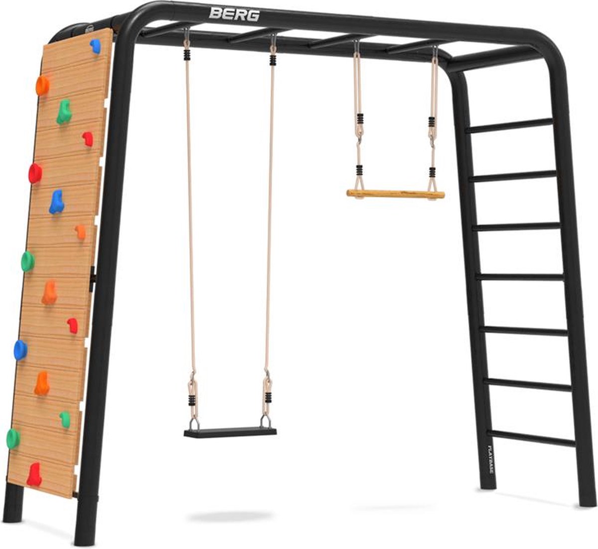   PlayBase Medium TL 3-in-1 Speeltoestel - Rekstok en Ladder - Rubberen schommel - Trapeze - Klimmuur