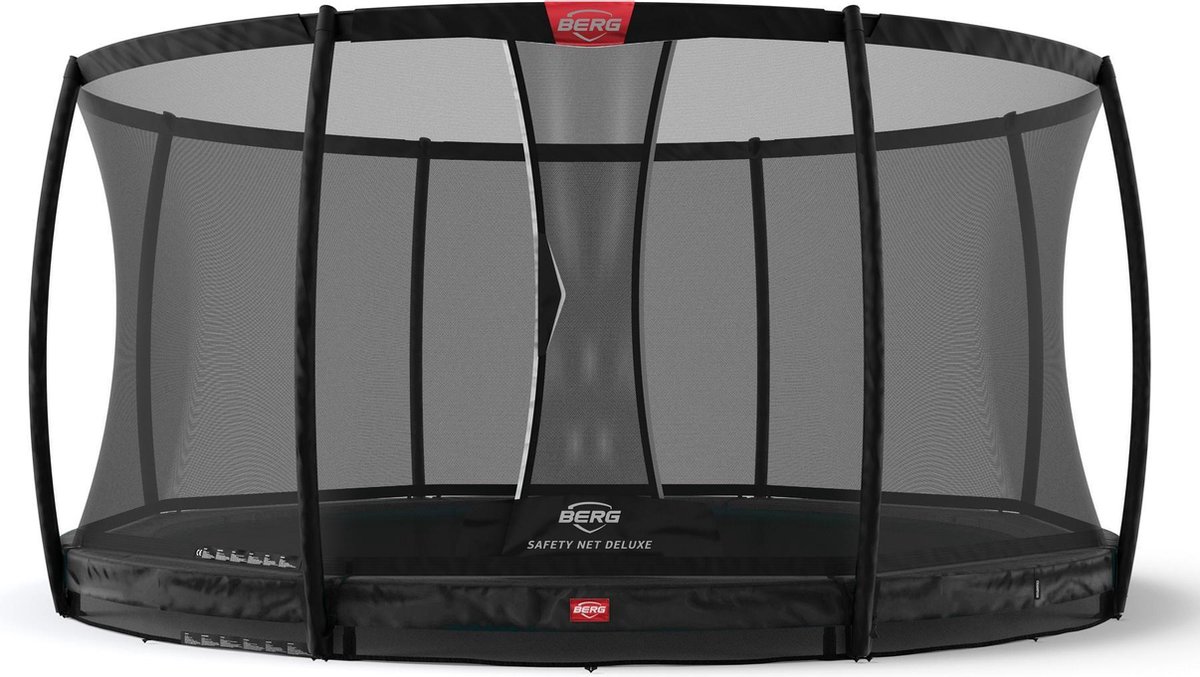 BERG Trampoline Champion Inground 430 Black Limited Edition + Safetynet Deluxe - met Airflow - zwart