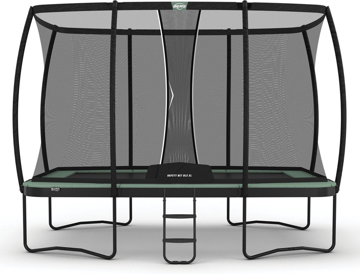 BERG Ultim Champion ECO Regular Trampoline - Volledig Circulair - Rechthoek - 410 cm - incl. Safety Net Deluxe XL - Groen