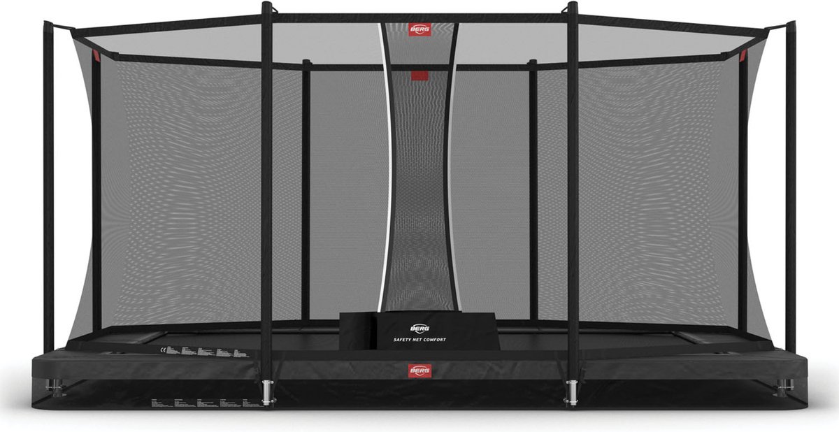   inground trampoline rechthoekig Favorit grijs 410 cm met veiligheidsnet