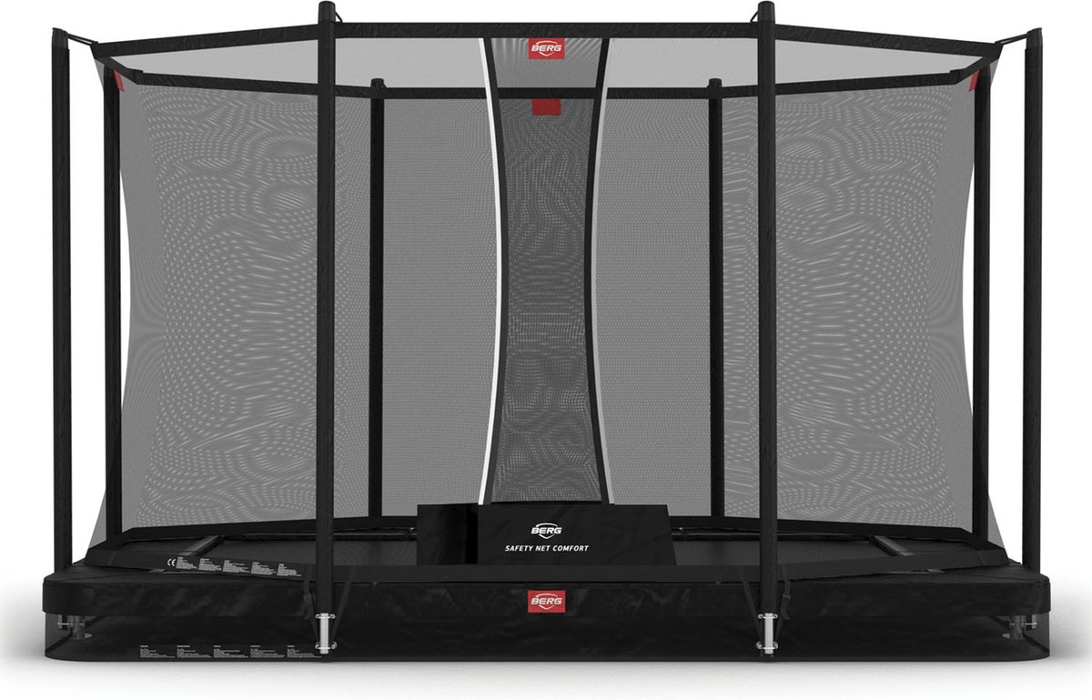 BERG inground trampoline rechthoekig Favorit zwart 330 cm met veiligheidsnet