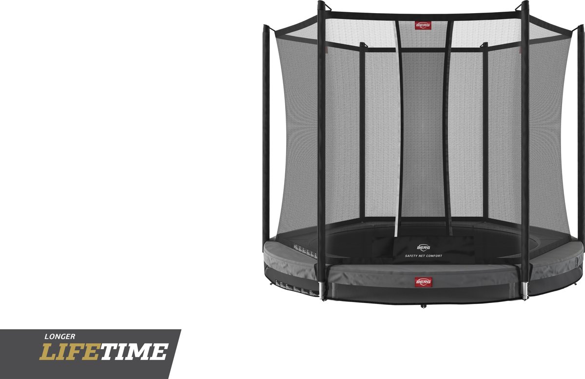 Trampoline   Favorit Inground 270 cm + Safety Net Comfort - Grijs