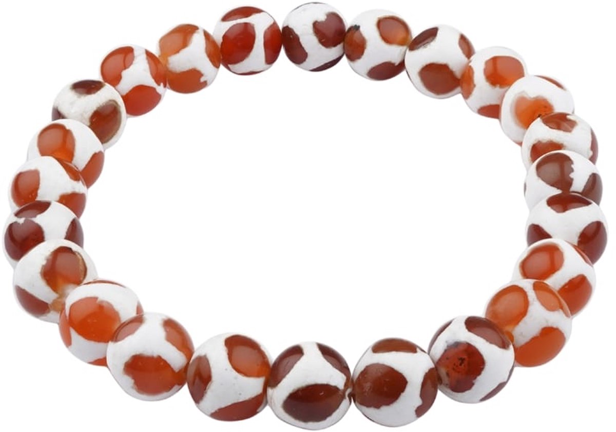 Armband Agaat Rood Wit 8 mm
