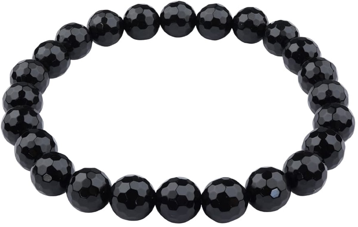 Armband Agaat Zwart gefacetteerd 8 mm