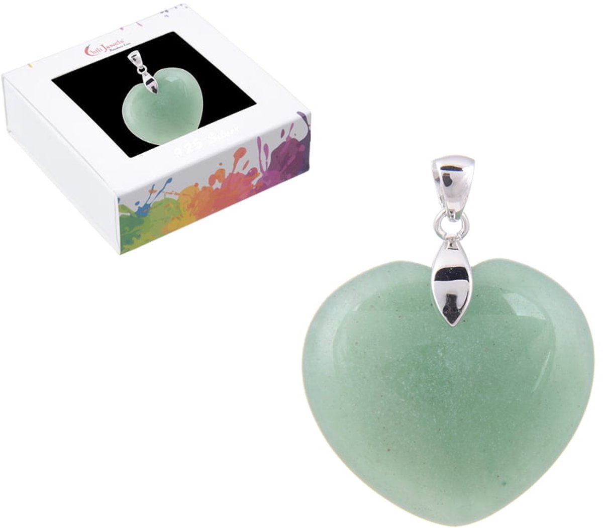 Hanger Aventurijn hart verzilverd