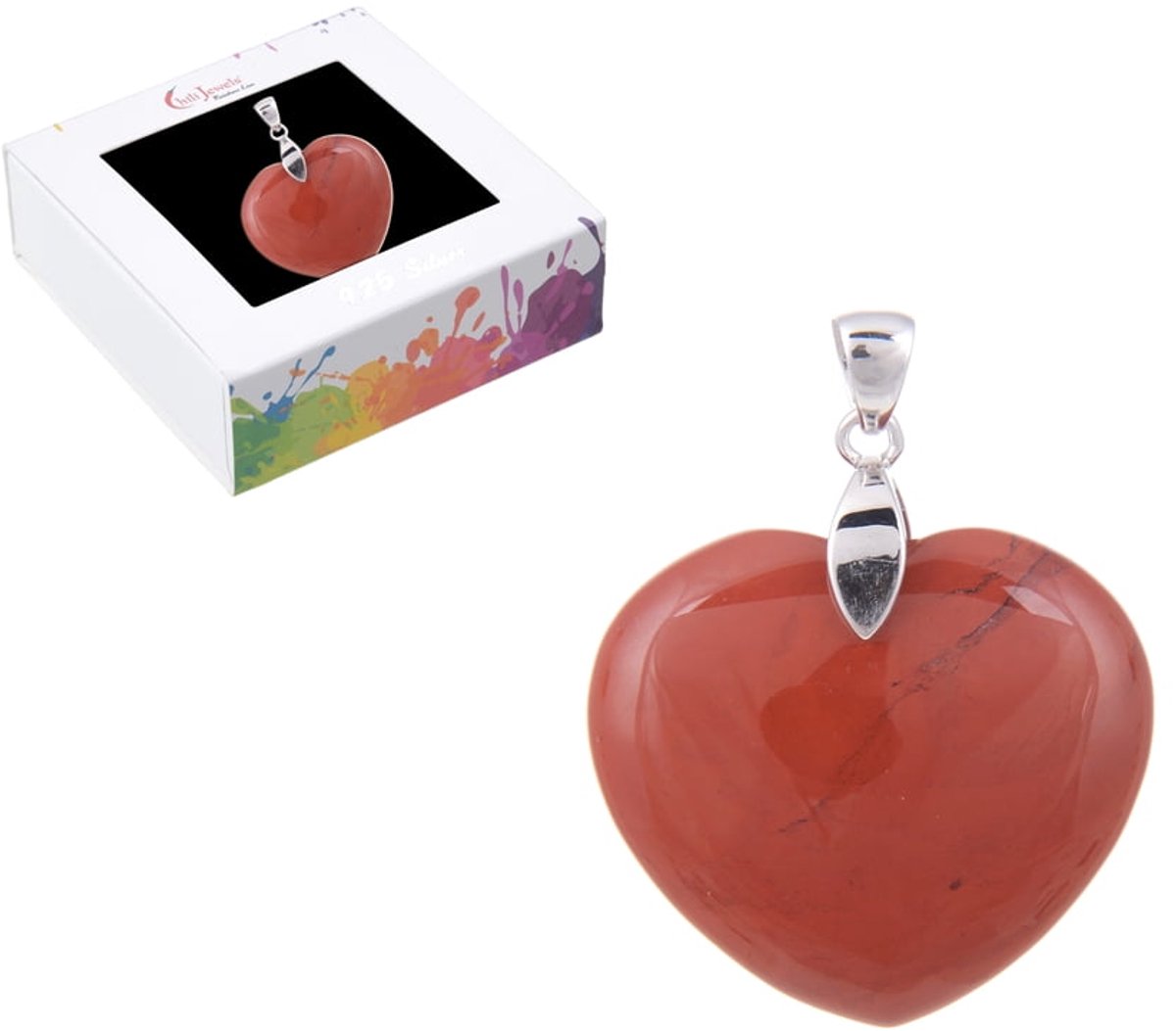 Hanger Jaspis hart verzilverd